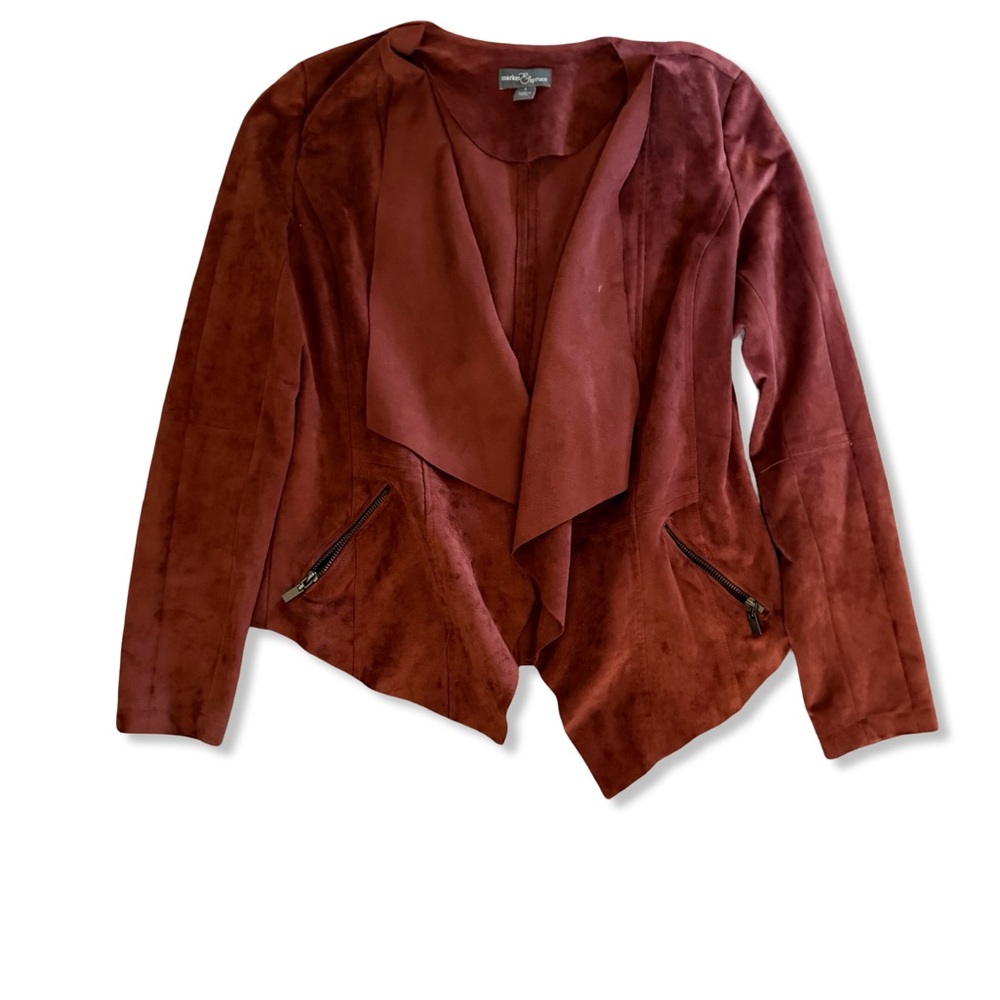 Market & Spruce Suede Drape Jacket - Deep Rust